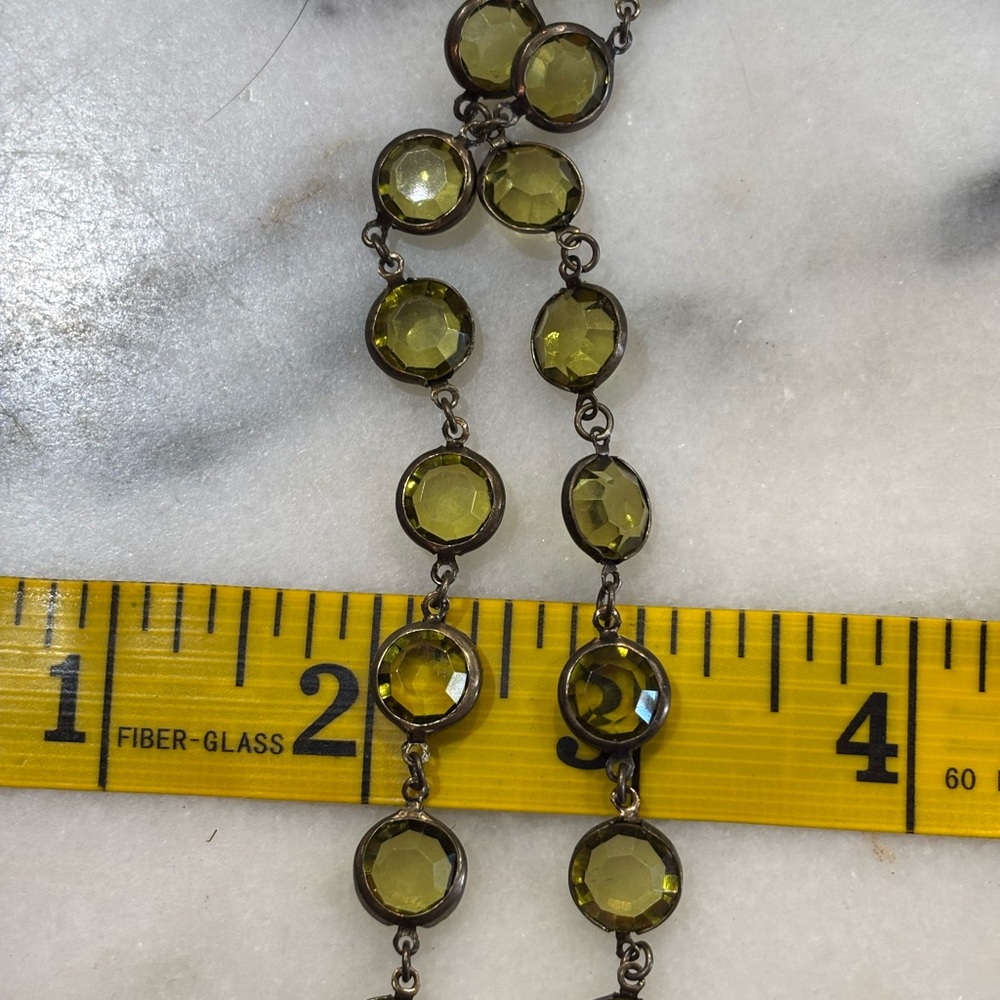 Martyr Sohiff green crystal long lanyard necklace clasp wrap layered statement - Picture 2 of 7